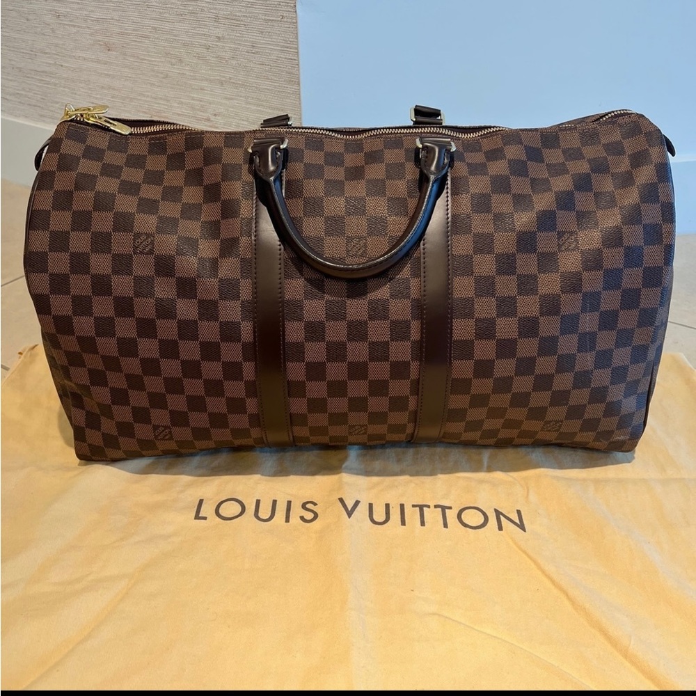 This is ❌SOLD ❌2016 Louis Vuitton Keepall 50 Damier Ebene Luggage
